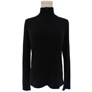 Vince Ribbed Knit Full Zip Cardigan Sweater Women's Size M Black Casual Designer